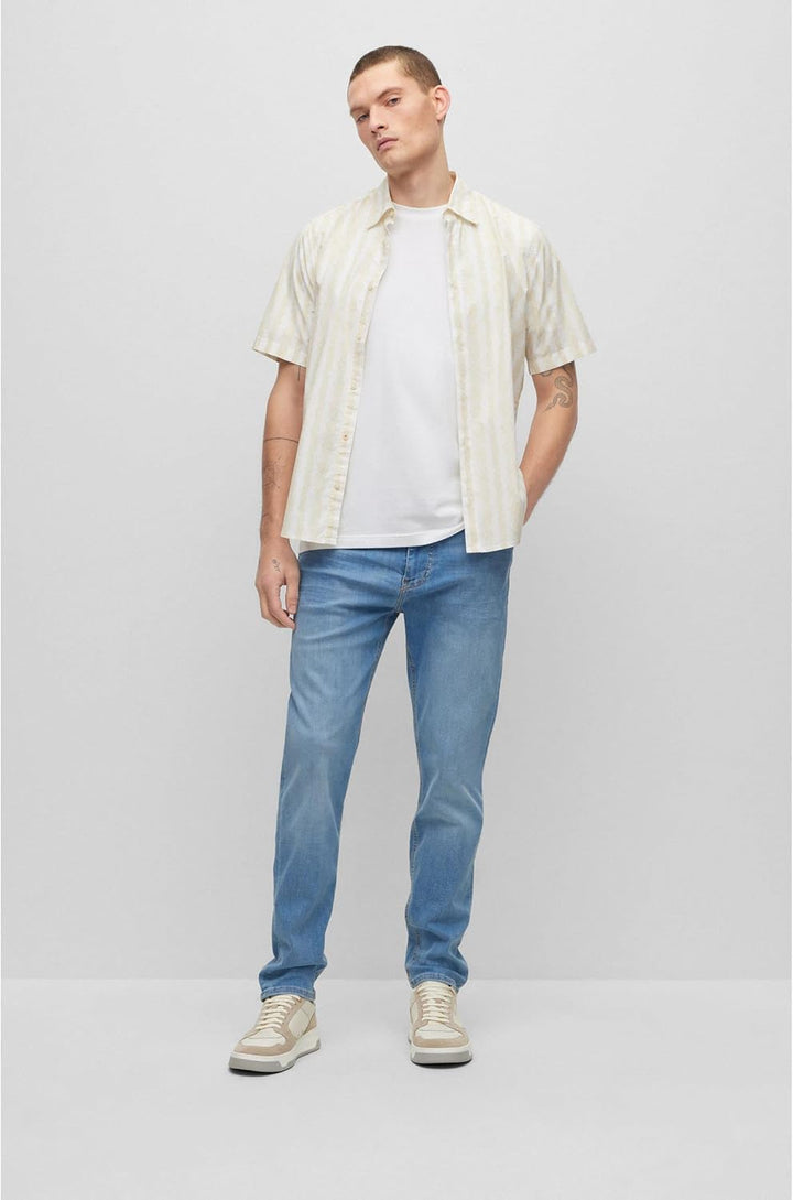 BOSS Herren Taber Zip BC-P-1 Graue Tapered-Fit Jeans aus besonders elastischem Denim 30W / 34L Blau,