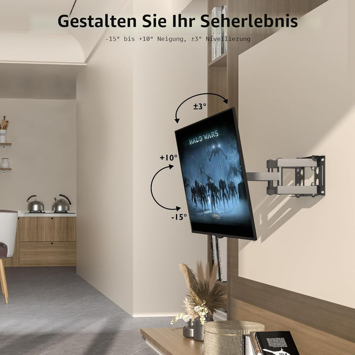 BONTEC TV Wandhalterung Schwenkbare Neigbare TV Halterung Vollbewegung für 23-70 Zoll Flach &amp; Curved