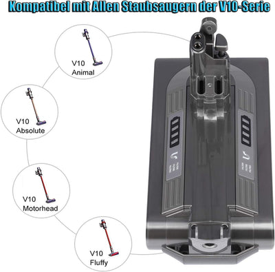 V10 Akku KUNLUN V10 Ersatzakku für V10 Akku Kompatibel mit SV12 V10 Animal V10 Absolute V10 Motorhea