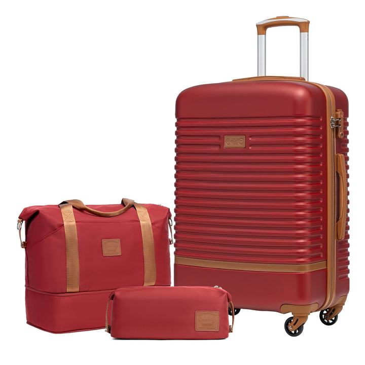 COOLIFE Koffer Set 3tlg, 24" Koffer Mittelgross mit Reisetasche&amp;Kulturbeutel | Reisekoffer Set für M