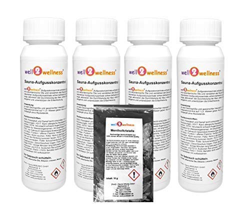well2wellness® Saunaaufguss Set 4 x 125 ml 'Schoko' mit Schoko-Kirsche, Schoko-Minze, Schoko-Orange,