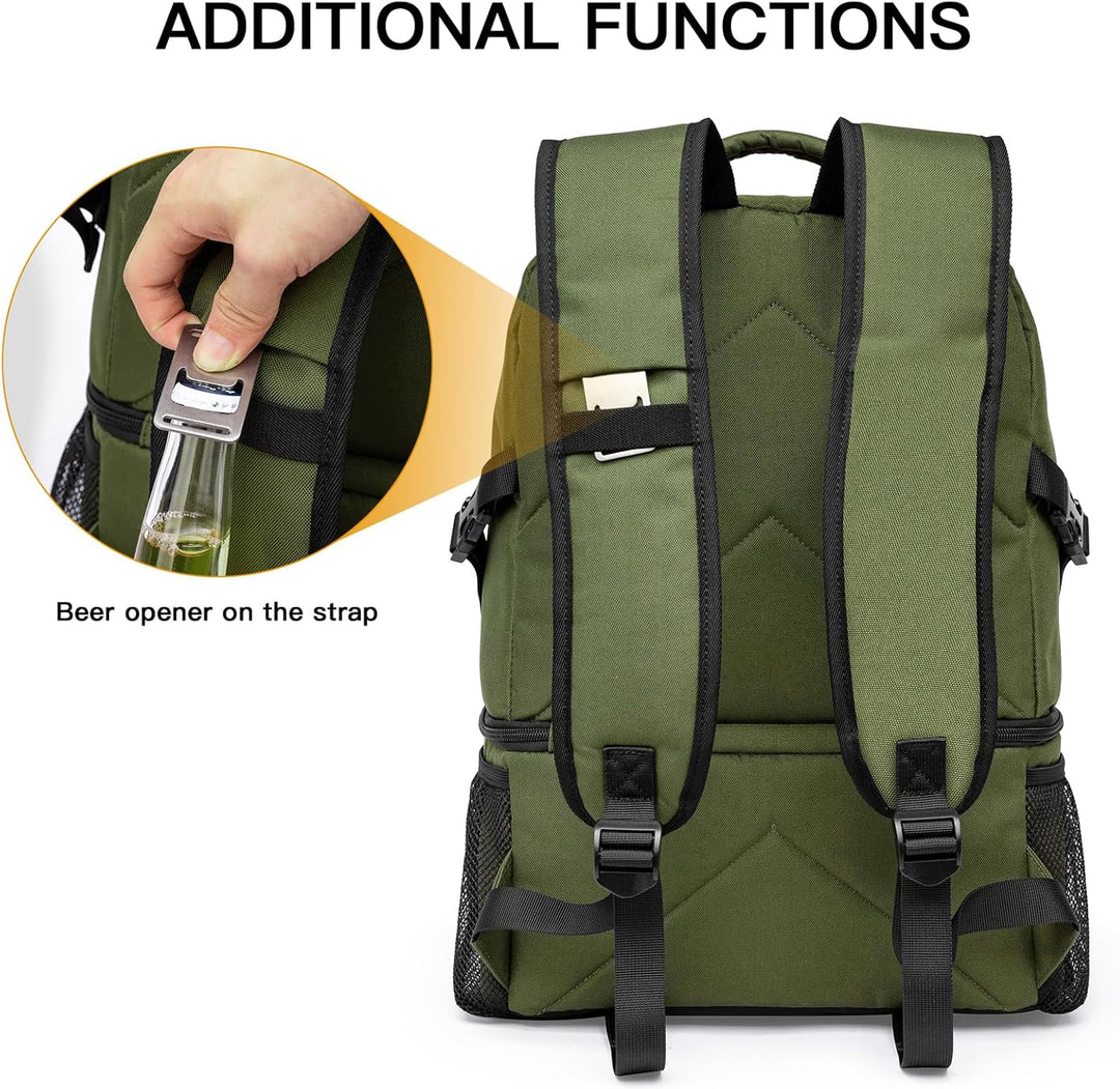 Kühlrucksack 28L Isolierter Kühltasche Picknickrucksack Doppelte Schicht Klein Thermo Rucksack für C