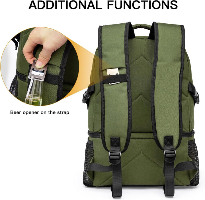 Kühlrucksack 28L Isolierter Kühltasche Picknickrucksack Doppelte Schicht Klein Thermo Rucksack für C