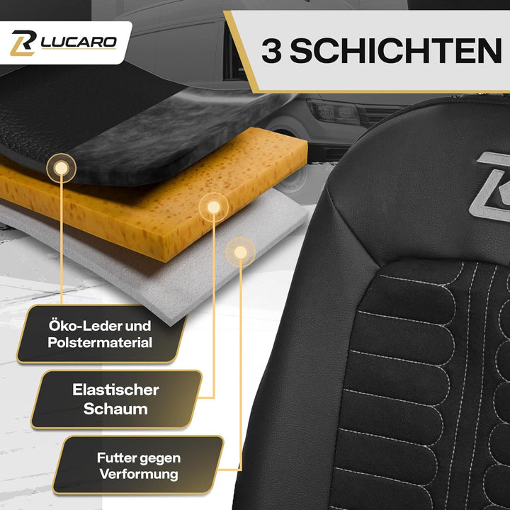 LUCARO Sitzbezüge Auto für Volkswagen Crafter 2, Man TGE 1+2 Grau Auto Sitzbezüge Man TGE, Volkswage