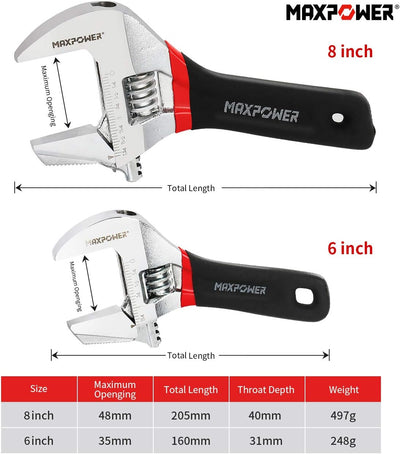 MAXPOWER 2 Stücke Verstellbarer Schraubenschlüssel Set 150 mm/200 mm Schraubenschlüssel Verstellbar