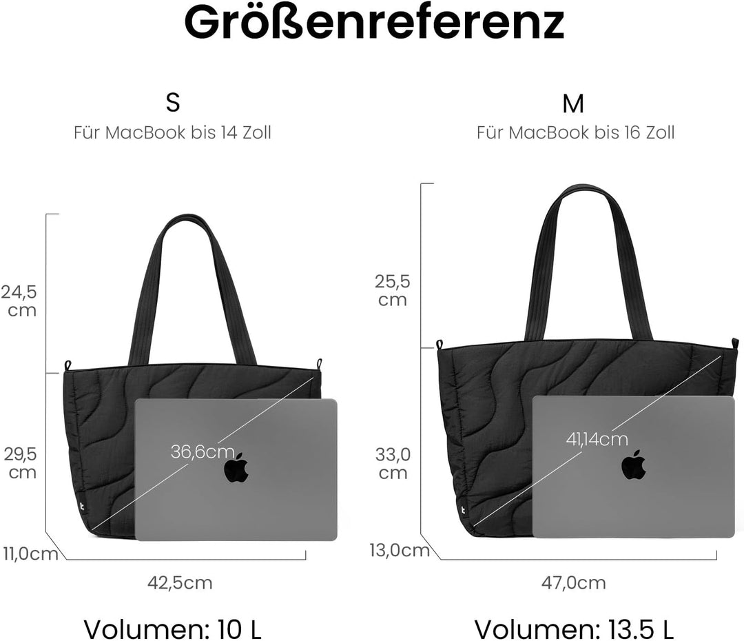 tomtoc Puffer Laptop Tragetasche für Damen, 17,5L Tote Bag für 15,6 16 Zoll Laptop, Leichte Schulter