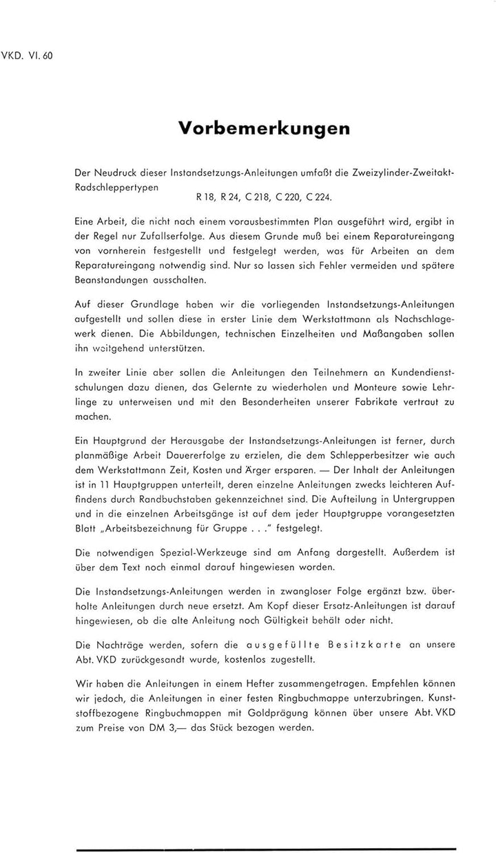 HANOMAG Werkstatthandbuch Instandsetzungs-Anleitung Traktor R18 R24 - C218 C220 C224