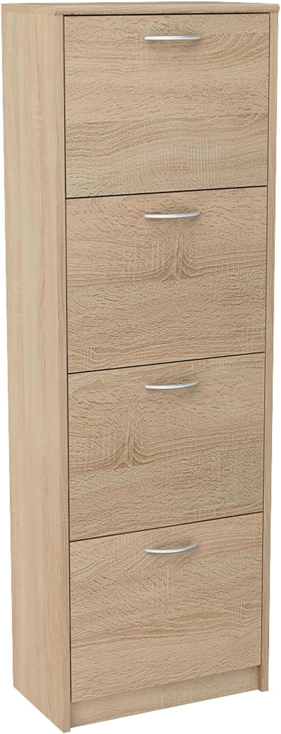 Home Collective Schuhschrank mit 4 aufklappbaren Schubladen Schuhregal mit 4 Fächern weiche abgerund