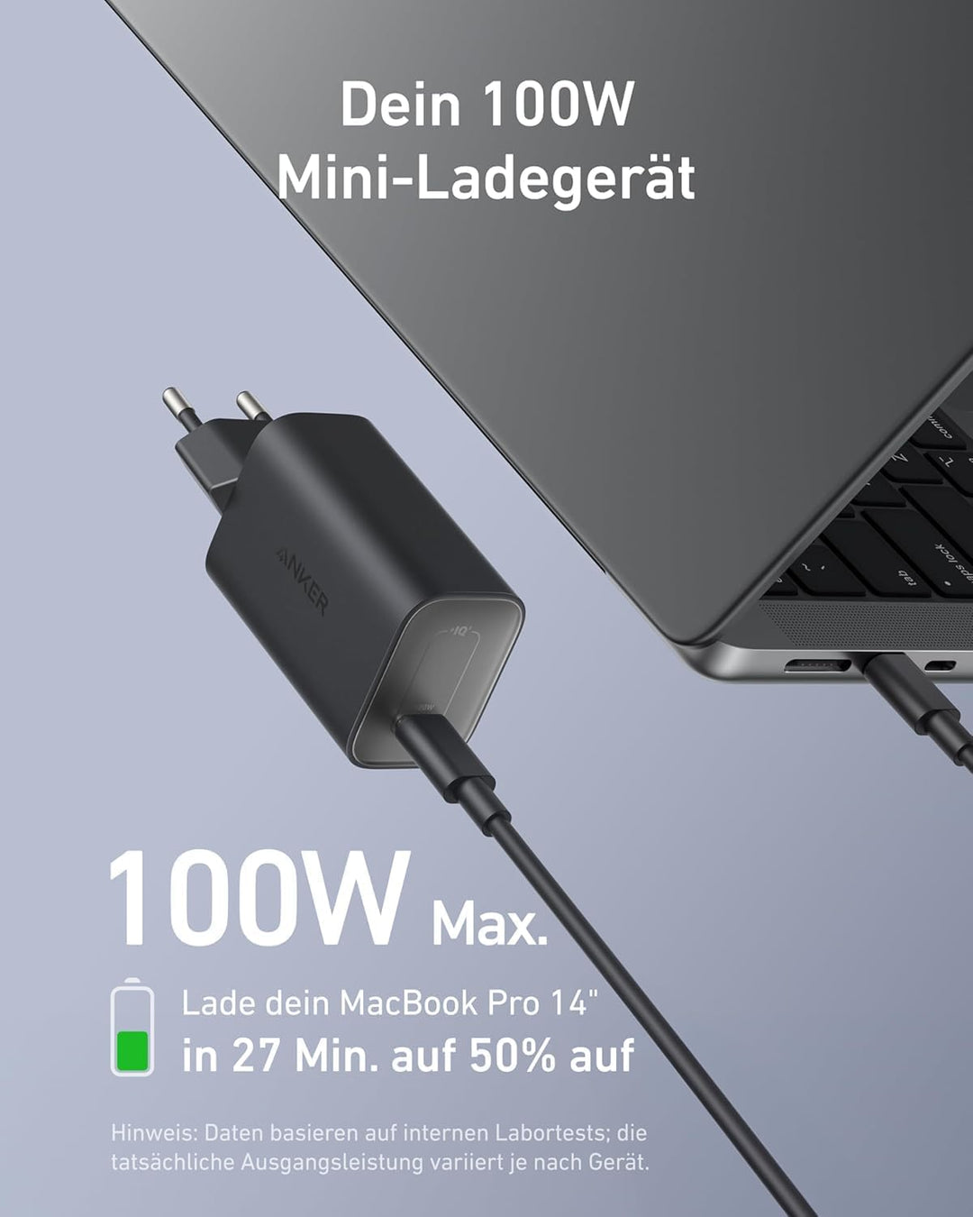 Anker Nano 100W Ladegerät, 100W MacBook Ladegerät, Netzteil für MacBook, iPad, iPhone 17/16, Galaxy,
