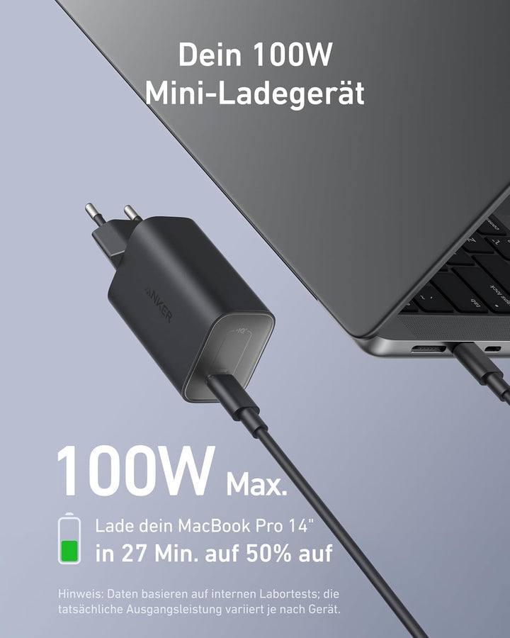 Anker Nano 100W Ladegerät, 100W MacBook Ladegerät, Netzteil für MacBook, iPad, iPhone 17/16, Galaxy,