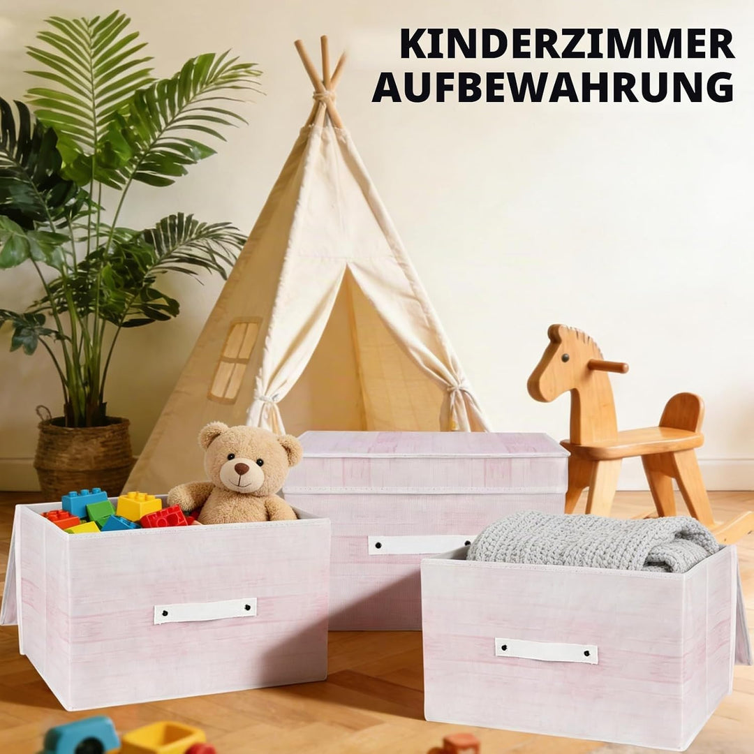 Aufbewahrungsfächer mit Deckeln 3 Packung,Stoff Aufbewahrungskorb für klappbare mittlere Leinwand Au
