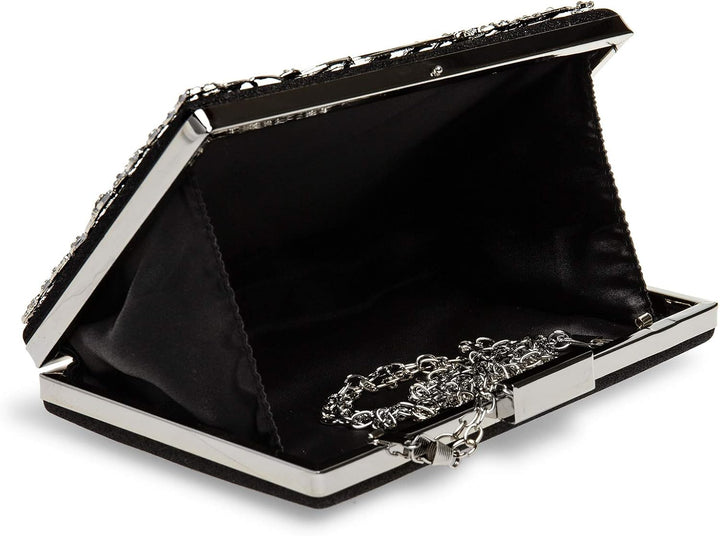 Caspar TA528 aussergewöhnliche elegante Damen Box Clutch mit floralem Metalldekor Einheitsgrösse Sch