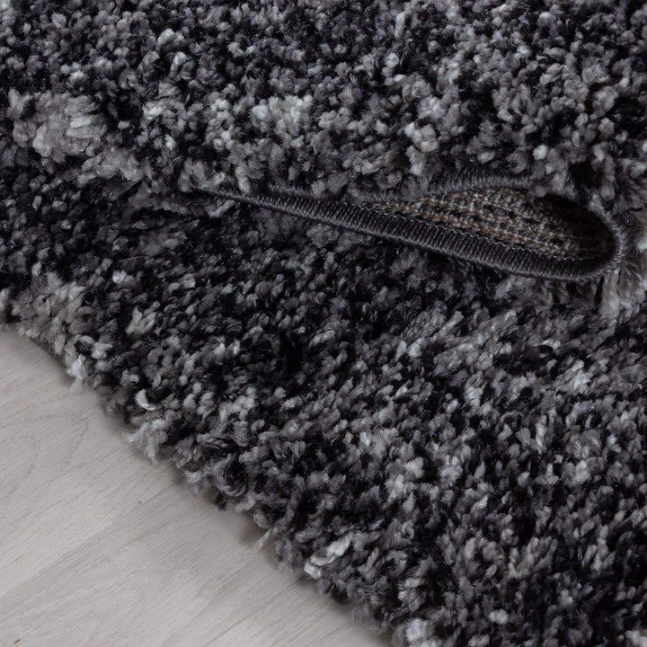 HomebyHome Teppich Rund Shaggy 80 cm Rund - Hochflor Runder Teppich Mehrfarbig Anthrazit Extra Weich