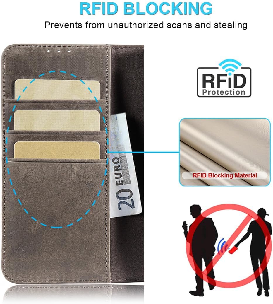 LENSUN Handyhülle für Samsung Galaxy S26 Echtleder, Hülle [Kartenfach][Standfunktion][RFID Schutz] F