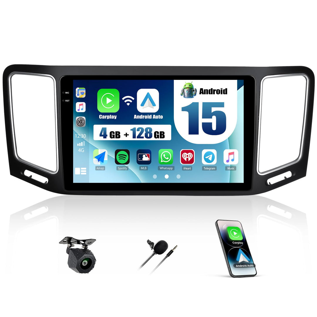 CAMECHO 4+128G Android 15 Autoradio für VW Sharan II 7N Seat Alhambra II 2012-2015 mit Rückfahrkamer