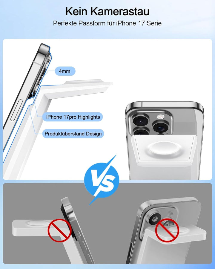 3 in 1 Induktive Ladestation Apple Watch und iPhone, Kabelloses Ladegerät für iPhone 17/16/15/14/13/