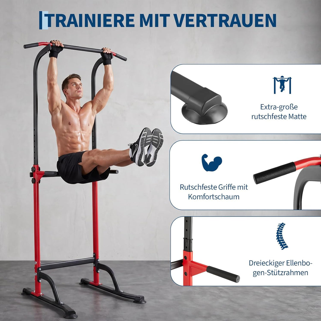 Heimfitness Kraftturm, Dip Station, Verstellbare Klimmzugstange für Ganzkörpertraining Stabiler All-
