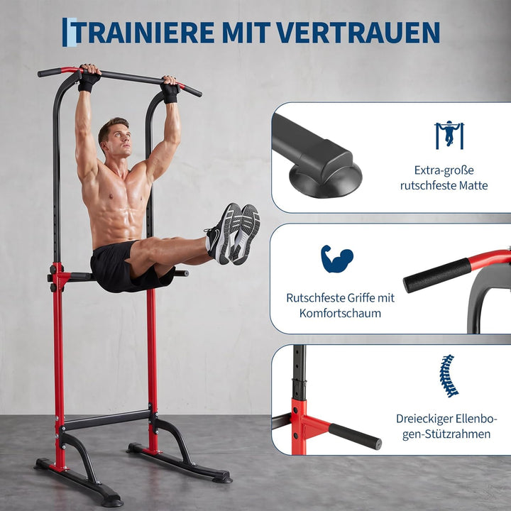 Heimfitness Kraftturm, Dip Station, Verstellbare Klimmzugstange für Ganzkörpertraining Stabiler All-