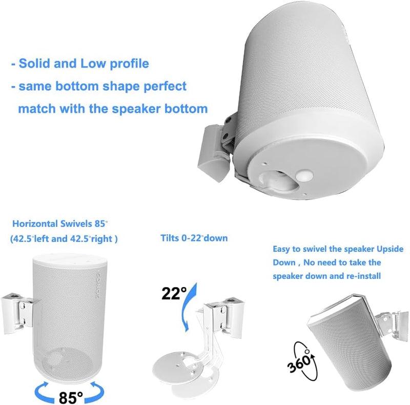 EMAQUIN Wandhalterung für Sonos Era 100 Lautsprecher (Schwenkbar und neigbar,kompatibel mit Sonos Er