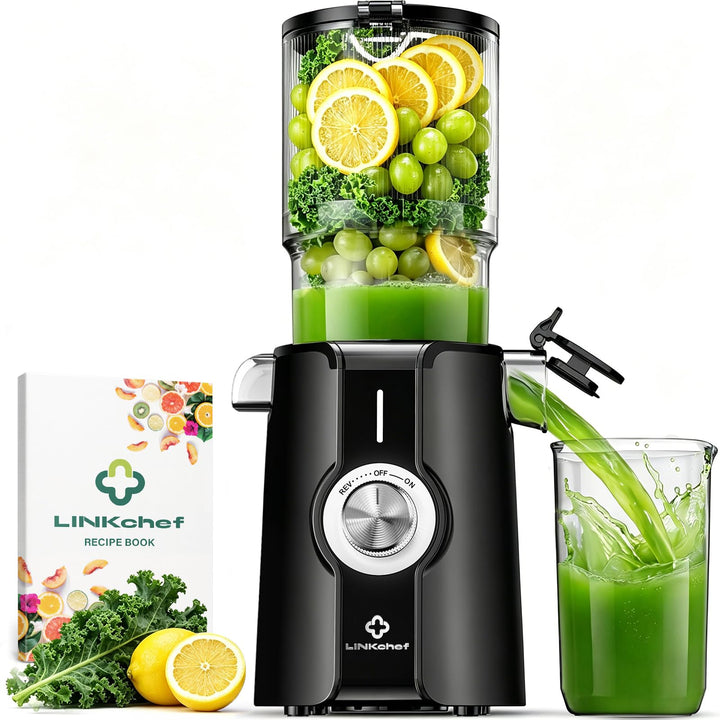 LINKChef Entsafter Slow Juicer, Entsafter Gemüse und Obst Testsieger mit 115 mm grossem, Kaltentsaft