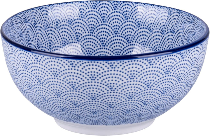 Villa d'Este Home Tivoli 1996 6er Set Schale 680 ml Porzellan geometrisches Dekor Confusion blau