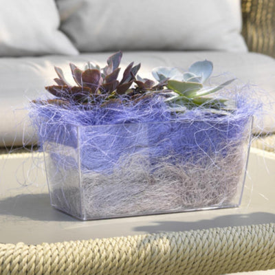 Rechteckiger Blumentopf aus transparentem Kunststoff, als Pflanzkasten oder Blumenkübel geeignet (3,