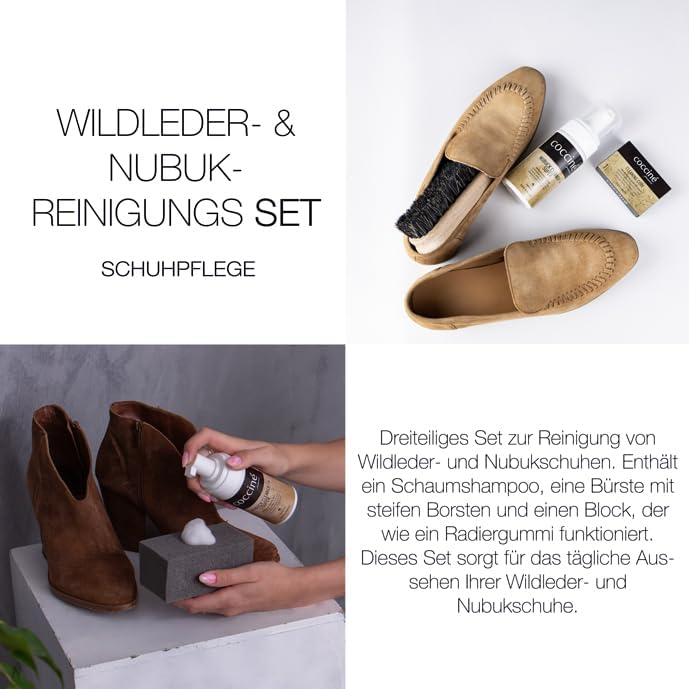Cocciné - Schuhpflege-Set I Wildleder- & Nubuk-Reinigungsset | Schuhpflege | Schuhreinigung | sauber