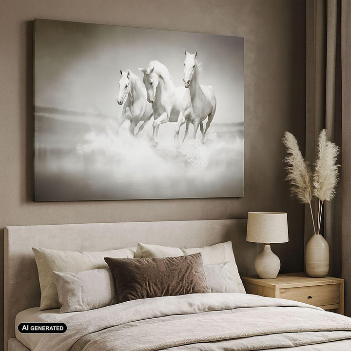 Bilder auf Leinwand 100x70cm Leinwandbild Bauernhof pferde galopp freiheit Gross Wanddeko Bild Schla