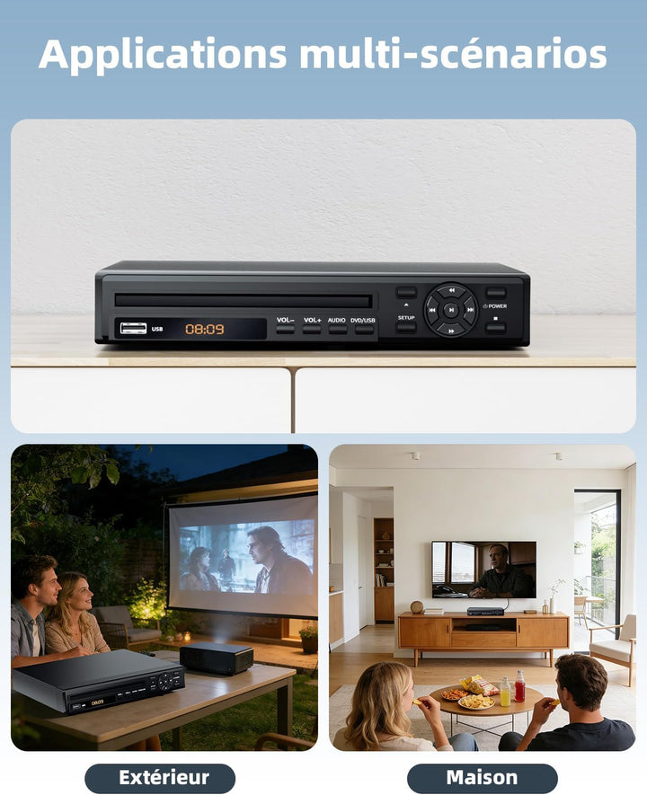 Desobry DVD Player für Fernseher, 1080p HD DVD Player mit verbessertem Laufwerkssteuerungssystem, Re