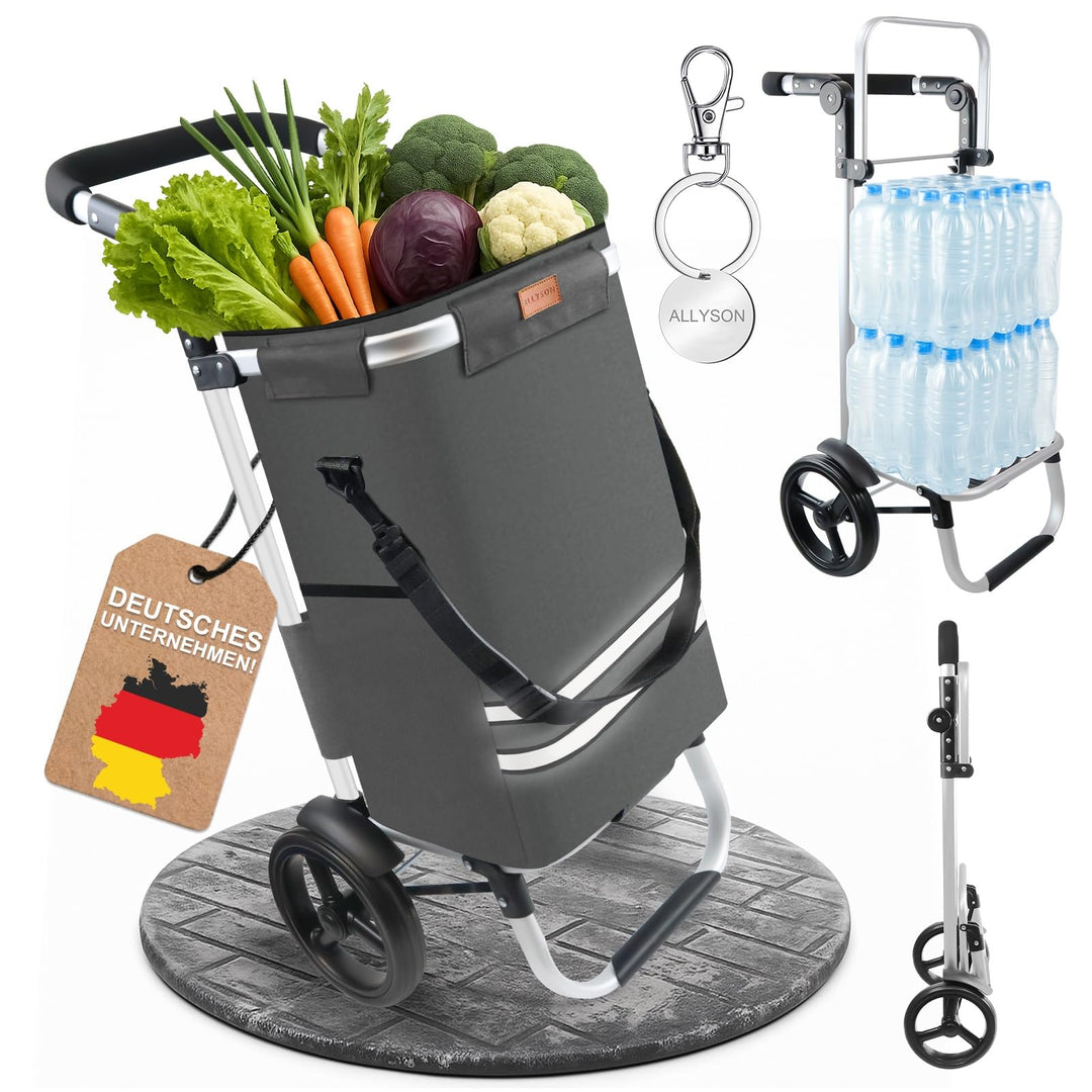 Allyson Rechteckiger Einkaufswagen - Ergonomischer, Klappbarer Shopping Trolley mit 56L Wasserdichte