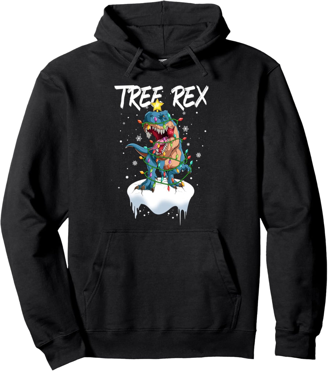 Weihnachtsbaum Dinosaurier Lichterkette Schnee Tree Rex Pullover Hoodie