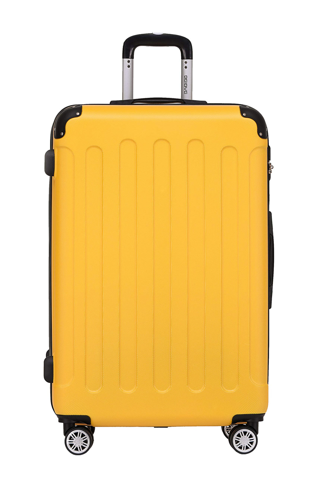 BEIBYE- Hartschalenkoffer Koffer Trolley Rollkoffer Reisekoffer Zahlenschloss 4 Zwilings-Rollen (Yel