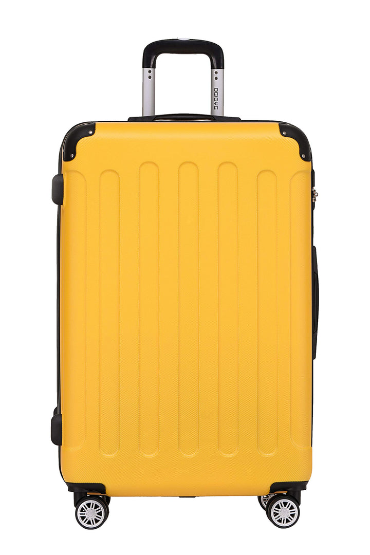 BEIBYE- Hartschalenkoffer Koffer Trolley Rollkoffer Reisekoffer Zahlenschloss 4 Zwilings-Rollen (Yel