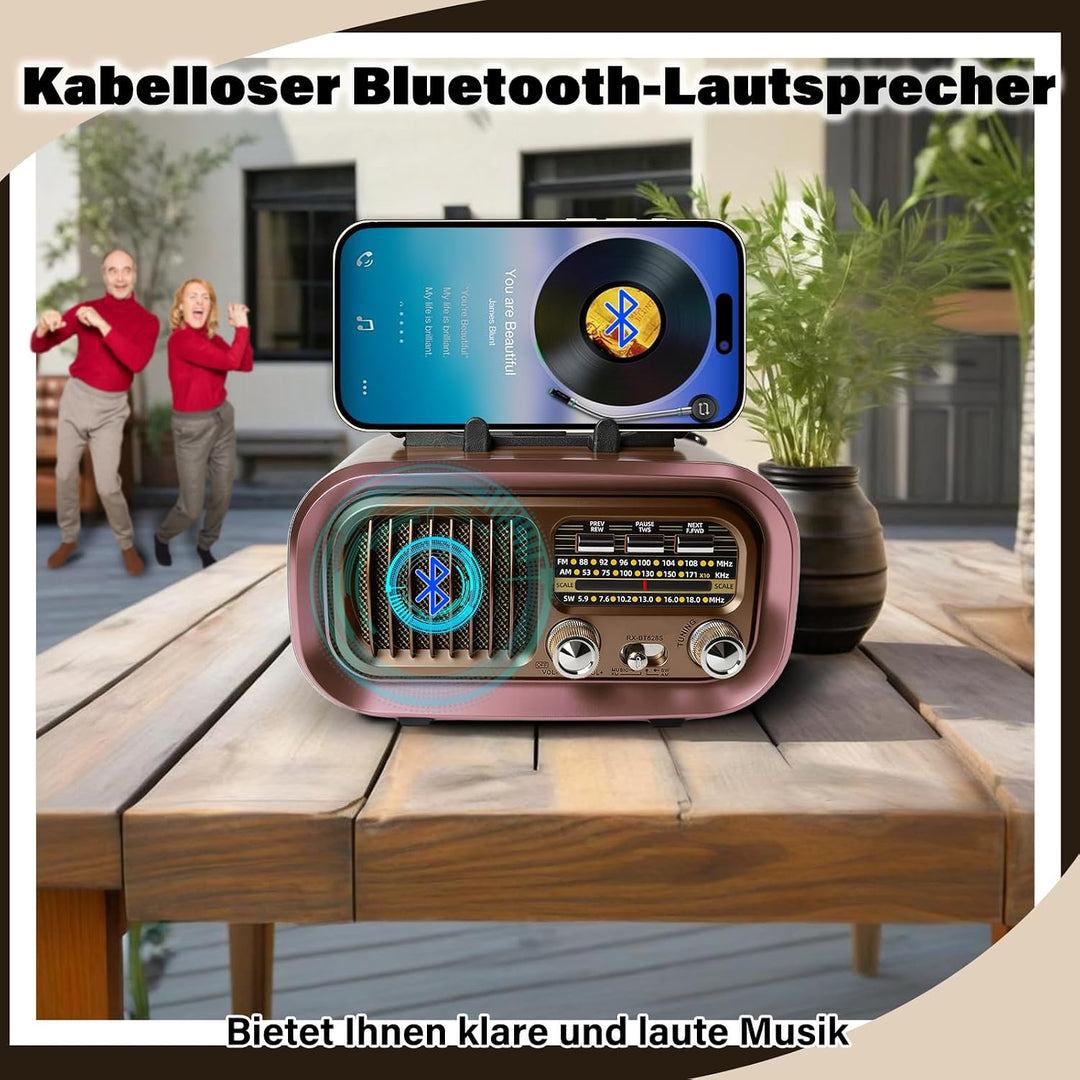 Retro Radio mit mit Solarzelle, AM/FM/SW Klein Radio Batteriebetrieben und Küchenausführung 1200mAh