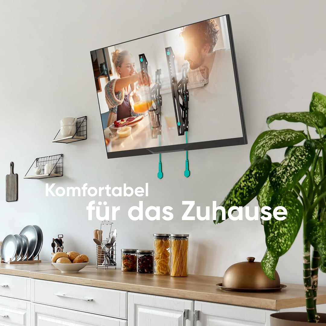 ONKRON TV Wandhalterung neigbar für 32-70 Zoll Fernseher bis zu 60 kg, Ultra Slim TV Halterung flach