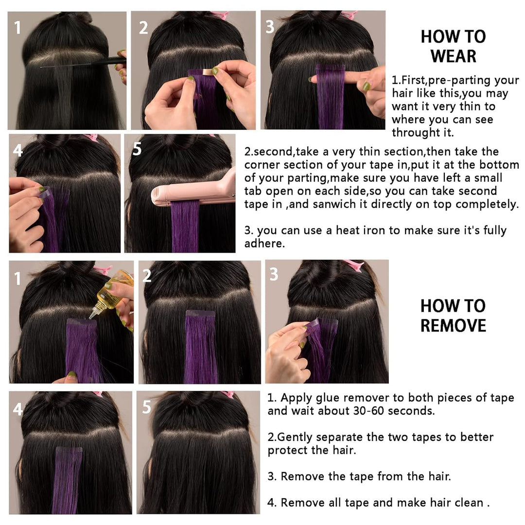 HotLulana Tape Extensions Echthaar Omber Off-Black Hellbraun Gemischt 20stück 40g 16zoll (40cm) 100%