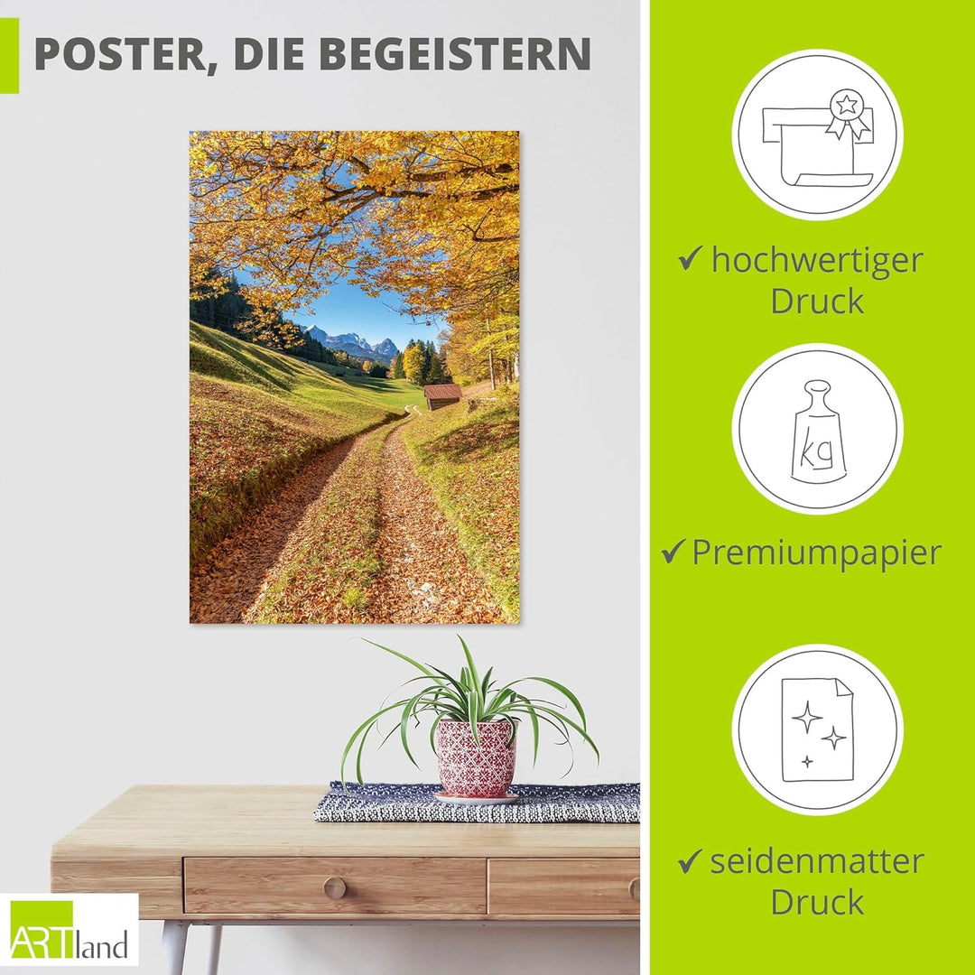 ARTland Poster Kunstdruck Wandposter Bild ohne Rahmen 60x90 cm Hochformat Landschaftsbilder Bayern B