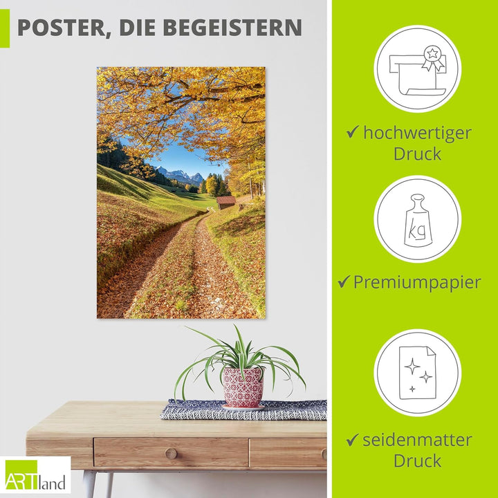 ARTland Poster Kunstdruck Wandposter Bild ohne Rahmen 60x90 cm Hochformat Landschaftsbilder Bayern B