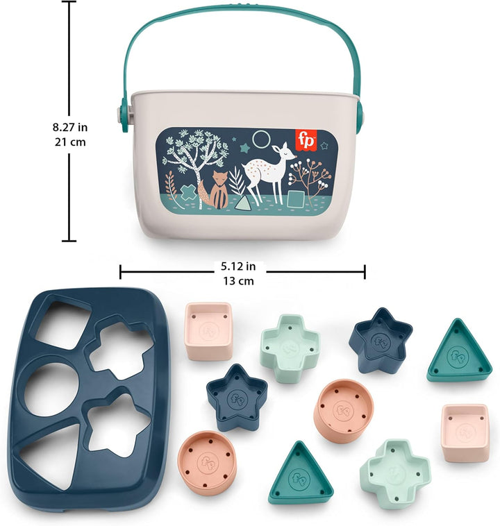Fisher-Price - Babys erste Bausteine – Marineblaues Kitz, Set mit 10 Bausteinen zum Stapeln und Sort