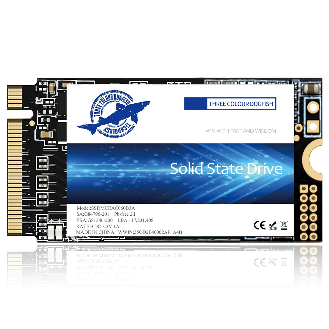 Dogfish M.2 2242 SSD 512 GB NVMe PCIe Gen3 x 4 Internes Solid State Drive, 3D NAND TLC, Gaming SSD,