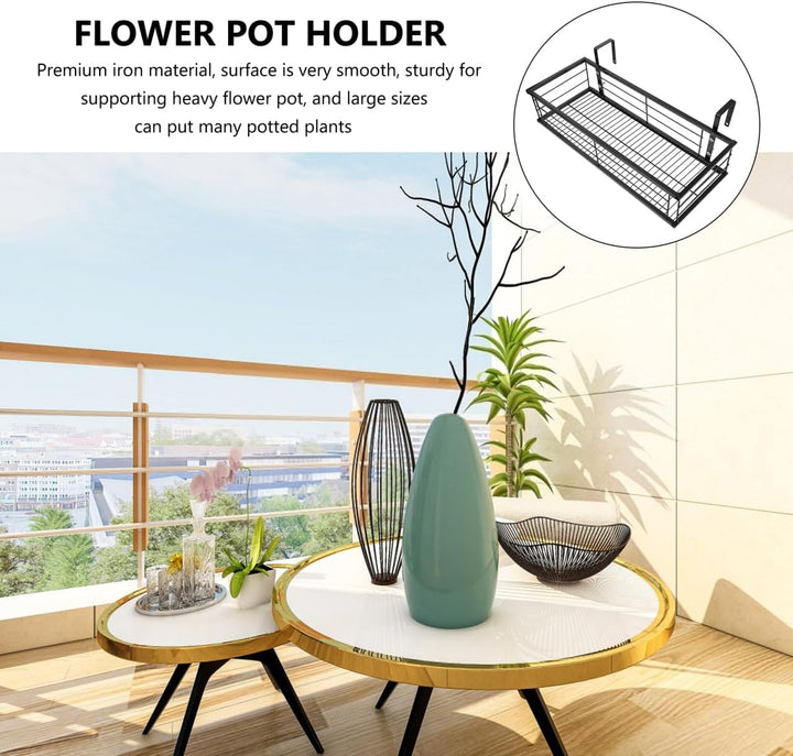 Yardwe Balkon Hängeblumenständer aus Eisen 50cm Geländer Pflanzenhalter für Garten Terrasse Langlebi