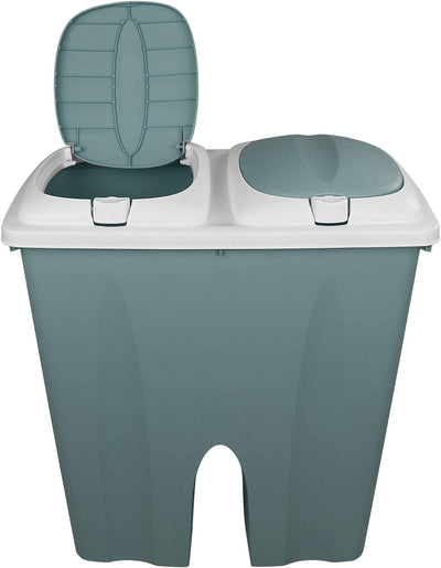 TW24 Mülleimer Duo 2x25L Pastell mit Deckel und Farbwahl Kunststoff Abfalleimer Müllsammler Abfallbe