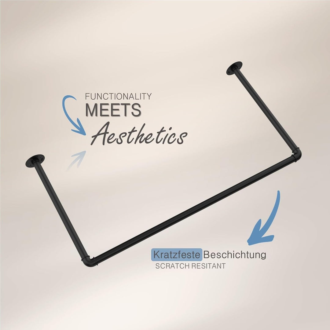 Kleiderstange Garderobe Industrie Design für Decke | Breite 70 cm x Höhe 30 cm | Deckengarderobe | G
