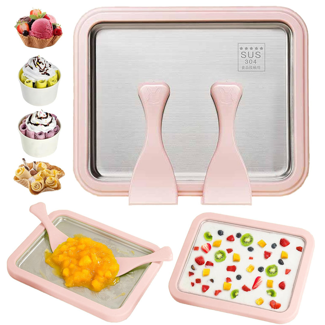 Eiscreme Roller Maker Set Mit 2 Spateln, Instant Eismaschine, Ice Cream Rolls Platte Für Erwachsene