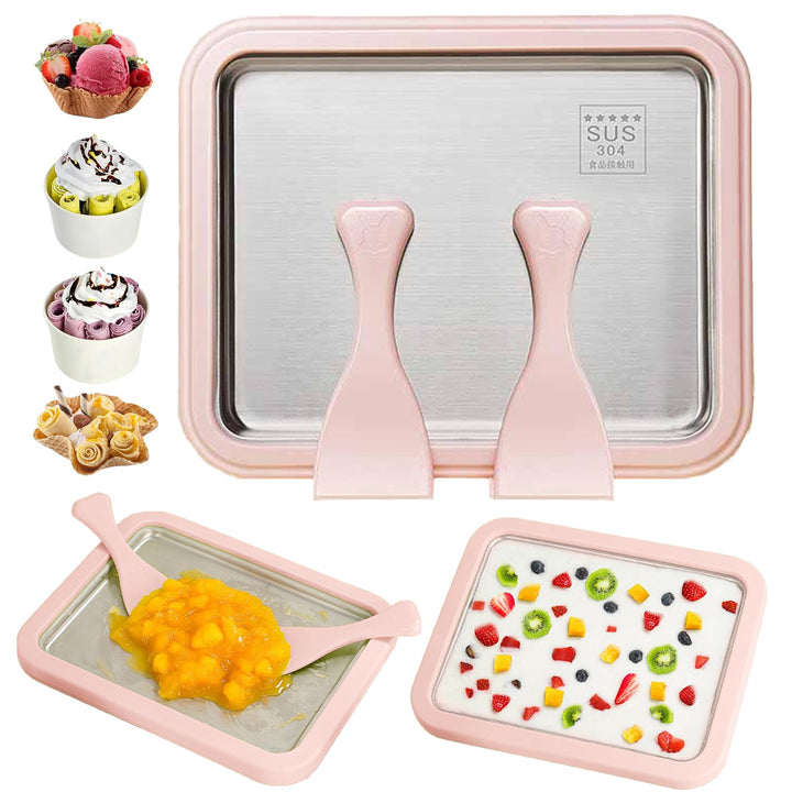 Eiscreme Roller Maker Set Mit 2 Spateln, Instant Eismaschine, Ice Cream Rolls Platte Für Erwachsene