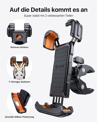 andobil Handyhalterung Fahrrad Lenker [2024 Herausragender Schutz] Patent Design, [1s Schnellspanner