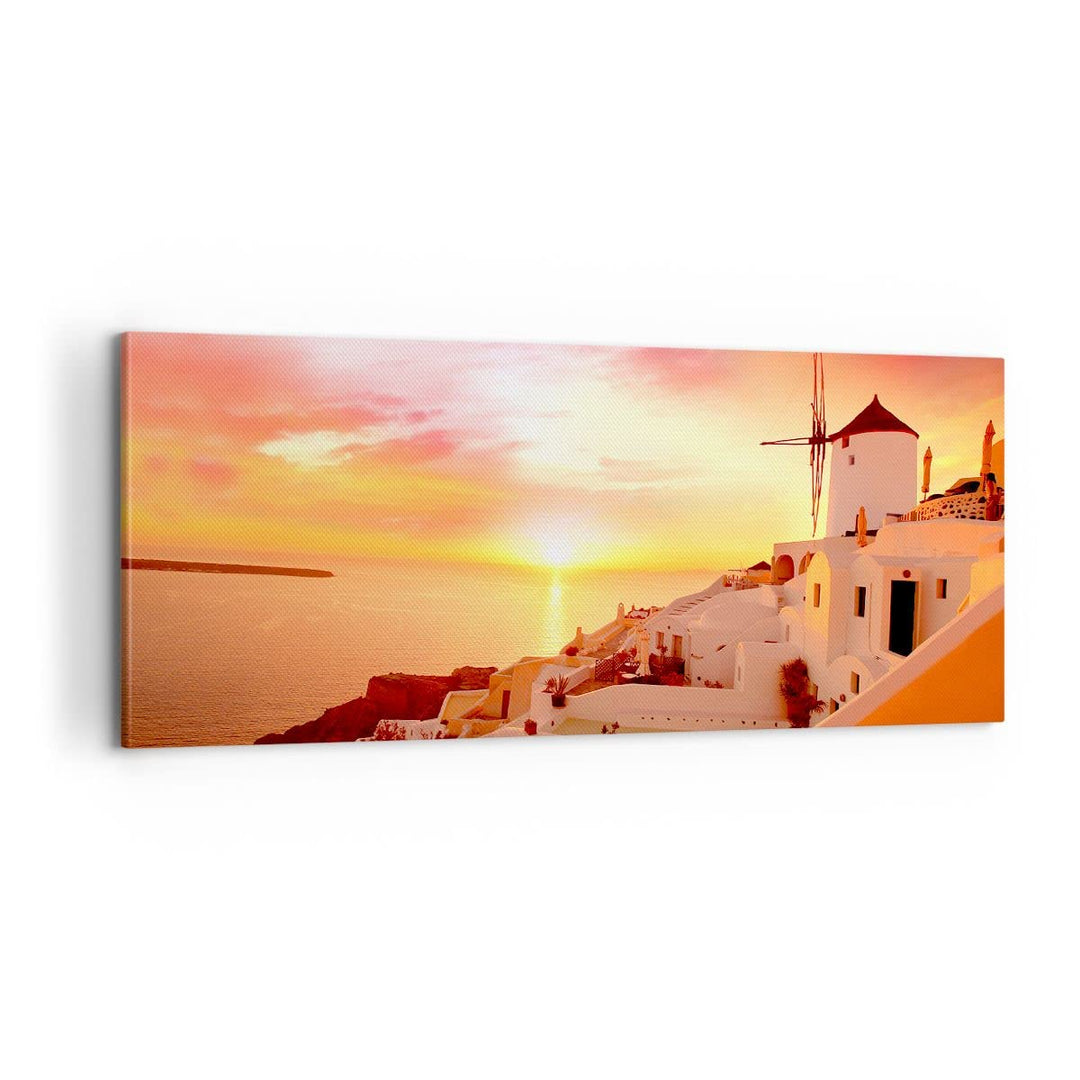 Panorama Bilder auf Leinwand 100x40cm Leinwandbild Santorini Griechenland Urlaub Gross Wanddeko Bild