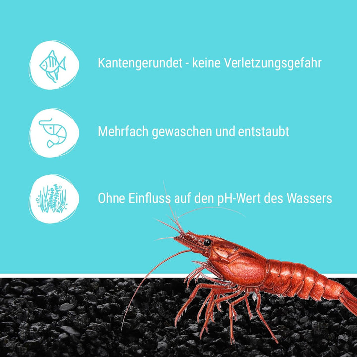 Schicker Mineral Schwarzer Aquariumsand Aquariumkies 2-3 mm, 25 kg Sack, farbecht, Salzwasser und Sü