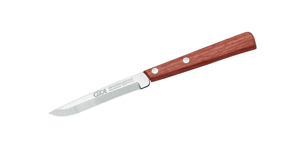 GÜDE Solingen - Universalmesser aus Holz mit Wellenschliff, 10 cm, UNI, Edelholz, Braun Braun 10 cm,