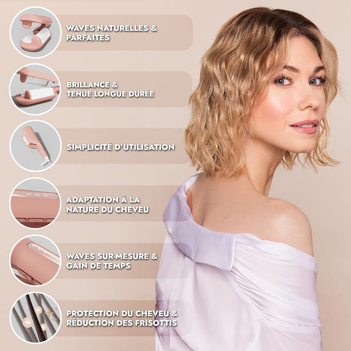 Osée - Party Waves – Welleneisen mit 2 Barren, 32 mm Keramikbeschichtung, Soft Touch, Timer, einstel